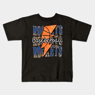 Graphic Basketball Rockets Proud Name Vintage Kids T-Shirt